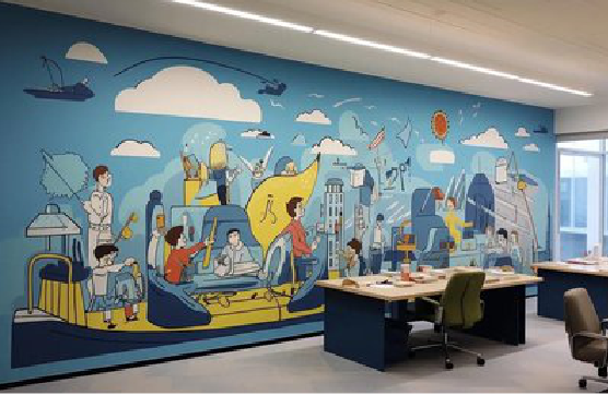 北流办公室墙绘的特点。
