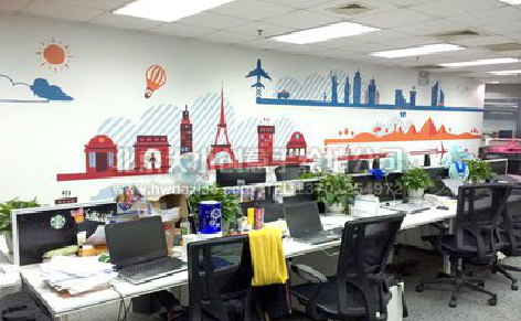 北流教你设计办公室墙绘的方法。